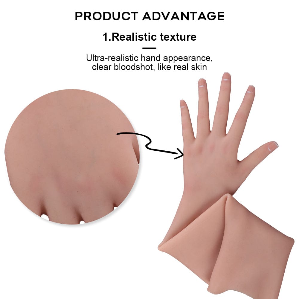 65cm Realistic Female Silicone Gloves With Veins For Cosplay - SANBULE