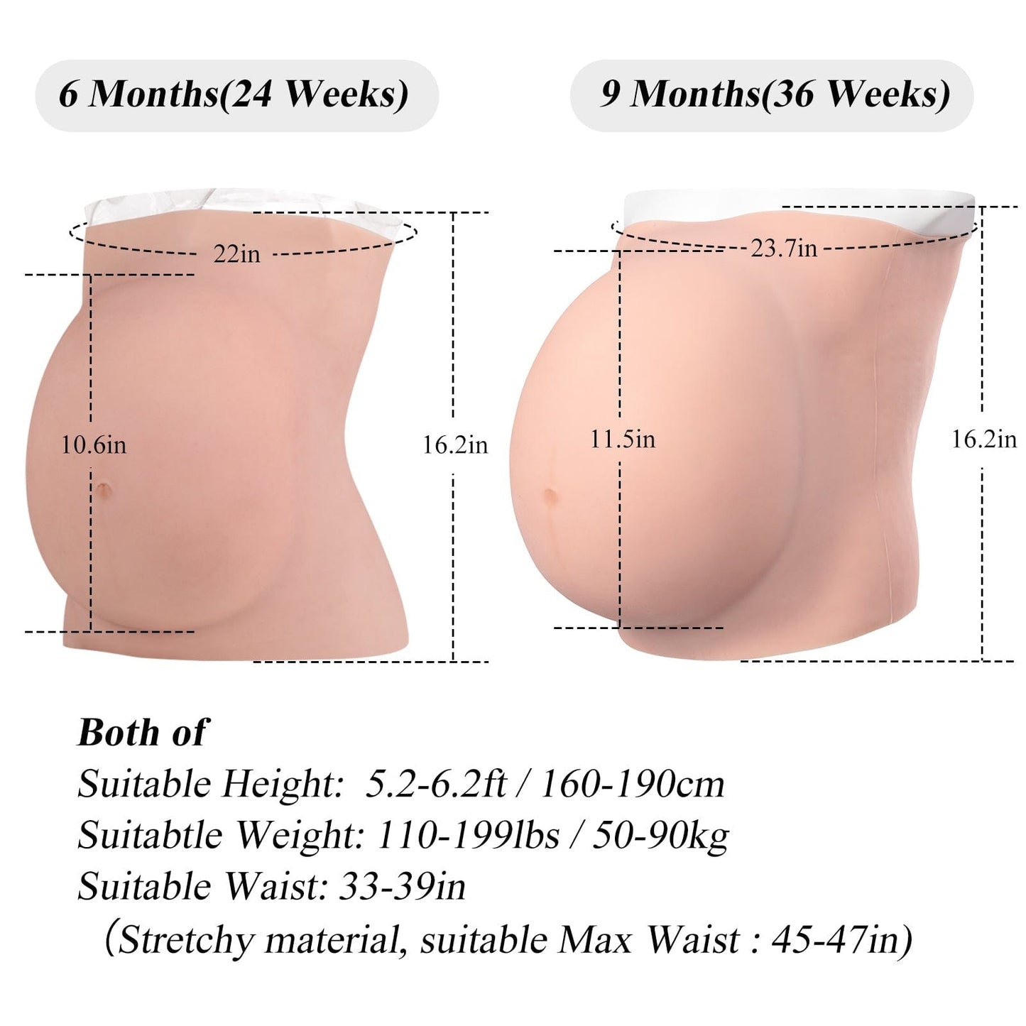 100% Artificial 8th Silicone Fake Pregnant Soft Belly Realistic Silicone Pregnancy Jelly Belly For Crossdresser Unisex Cosplay - SANBULE