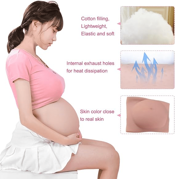 100% Artificial 8th Silicone Fake Pregnant Soft Belly Realistic Silicone Pregnancy Jelly Belly For Crossdresser Unisex Cosplay - SANBULE