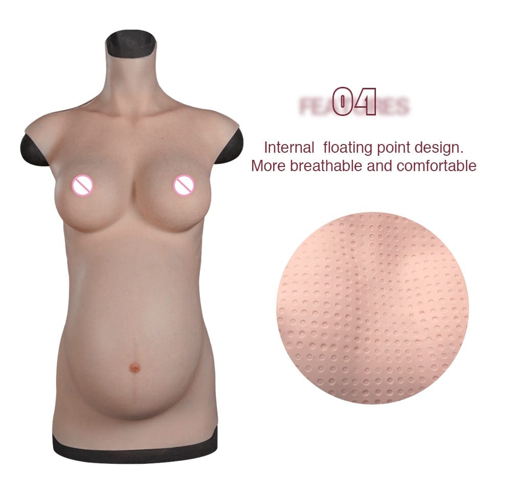 8th Realistic Silicone Fake Belly Artificial Soft Pregnancy Belly With Breasts For Crossdresser Shemale Belly Movie Prop - SANBULE