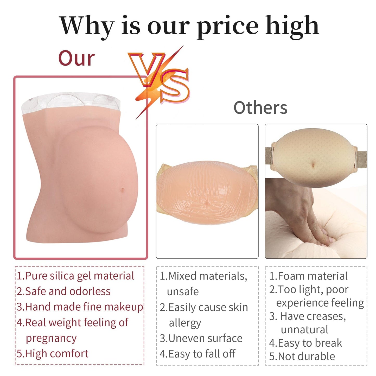 100% Artificial 8th Silicone Fake Pregnant Soft Belly Realistic Silicone Pregnancy Jelly Belly For Crossdresser Unisex Cosplay - SANBULE