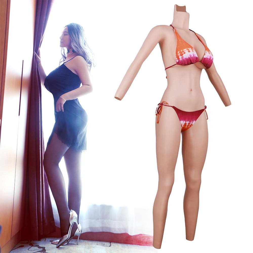 Silicone Bodysuit Silicone Breast and Vagina With Sleeves Buttocks Pad Fake Pussy for T-girl - SANBULE