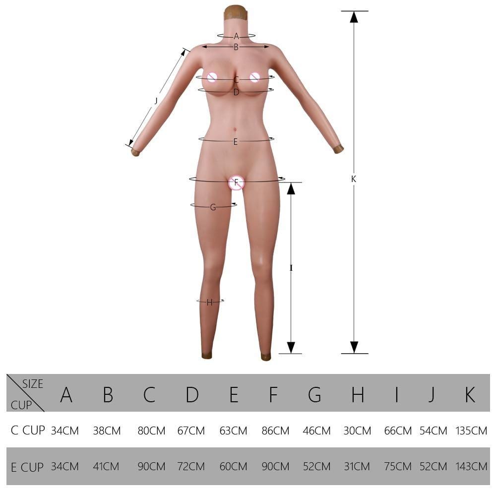 Silicone Bodysuit Silicone Breast and Vagina With Sleeves Buttocks Pad Fake Pussy for T-girl - SANBULE