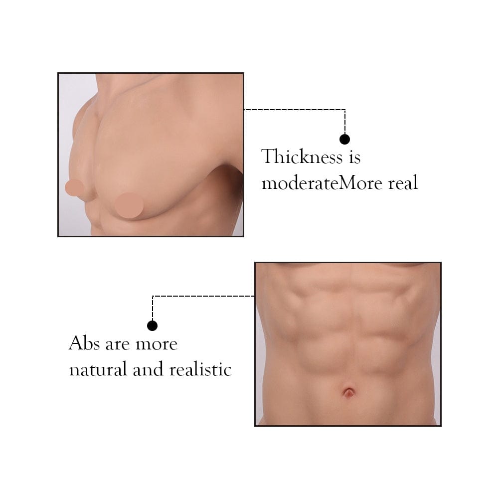 6thSilicone Chest Muscle Abdominal Fake Muscle Suit Vest For Crossdresser Cosplay - SANBULE