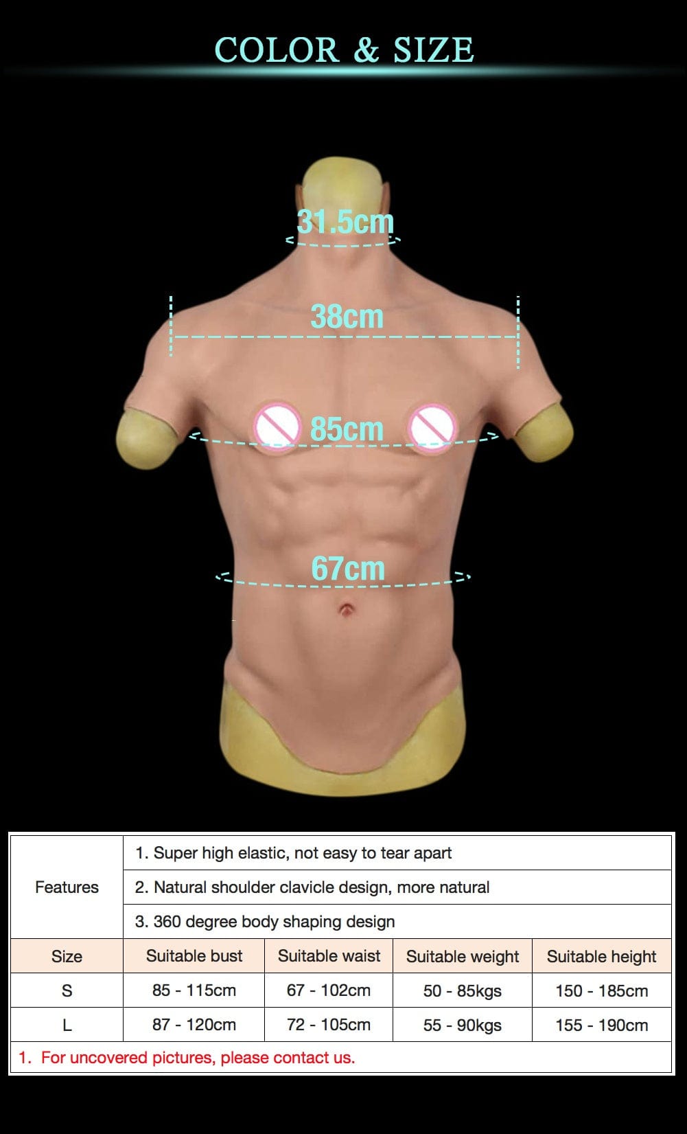 6thSilicone Chest Muscle Abdominal Fake Muscle Suit Vest For Crossdresser Cosplay - SANBULE