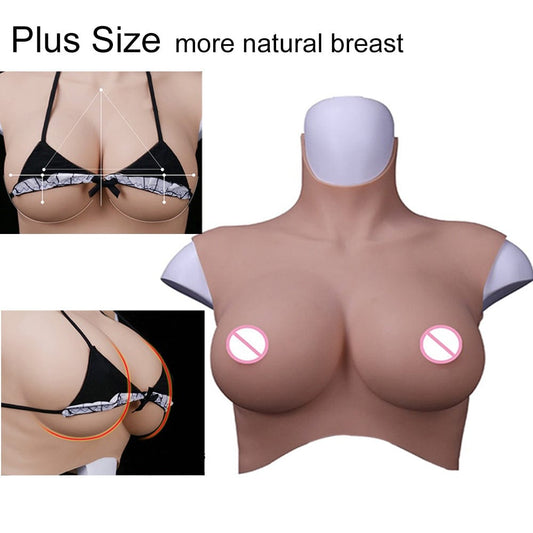 7th Plus size Oil Free Realistic Silicone Breast Forms Chest Plate - SANBULE