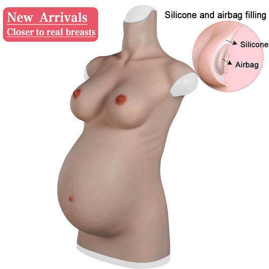 8th Pregnant Belly Fake Pregnant Crossdresser Cosplay Unisex Prosthetic Props Fake Silicone Breast Forms Drag Que - SANBULE