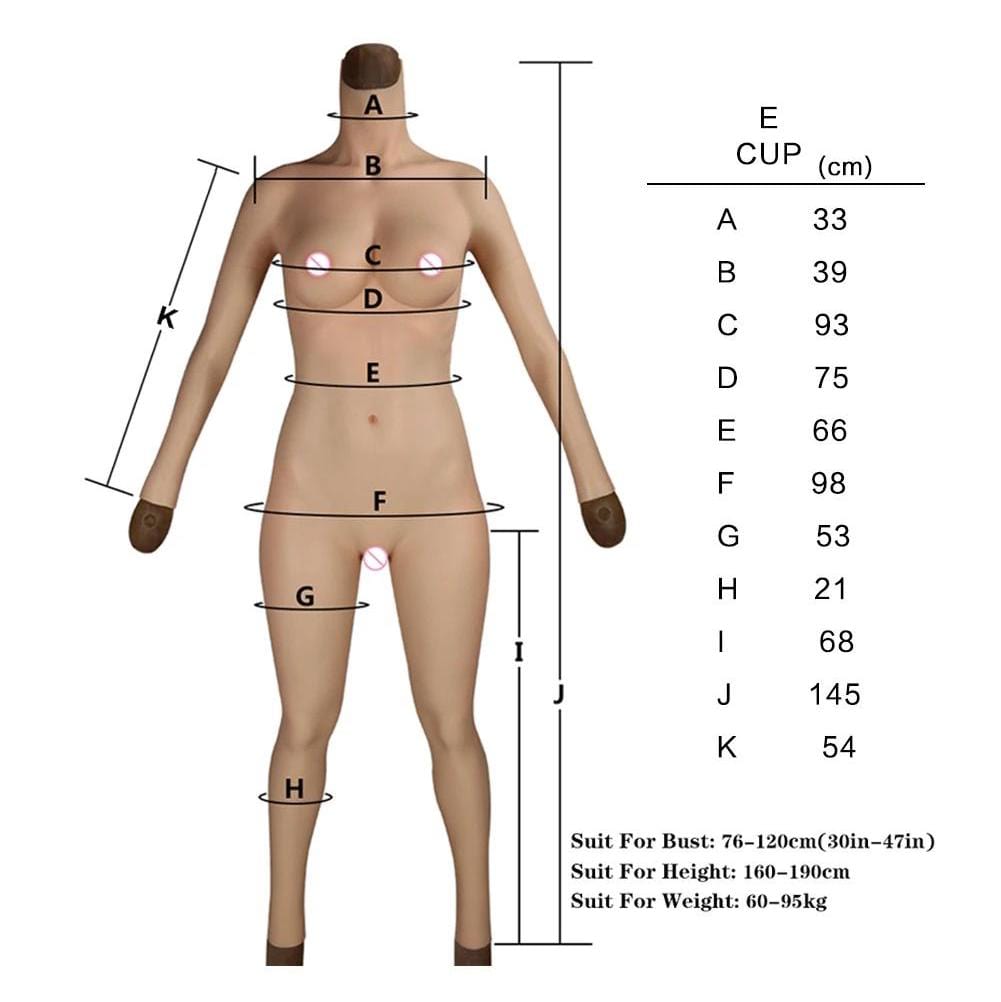 Generation Full body No-oil Silicone Bodysuit C and E cup For transvestites - SANBULE